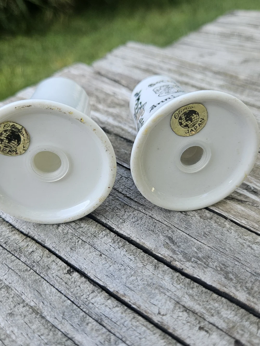 50th Golden Anniversary White and Gold Porcelain Salt and Pepper Shakers